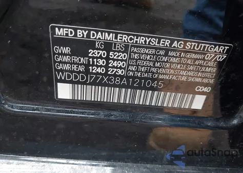 2008 Mercedes-Benz Cls 63 Amg z USA, uszkodzony, nr VIN WDDDJ77X38A121045